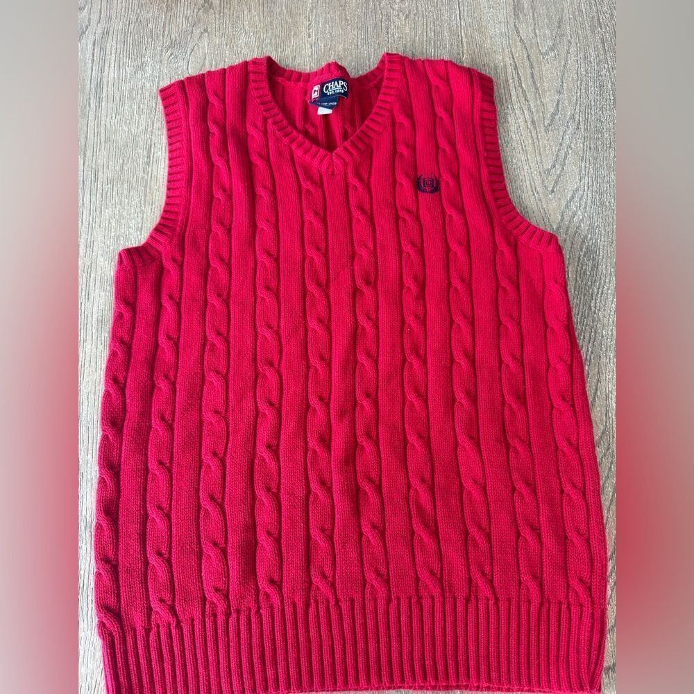Chaps red vest.